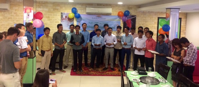 Graduation celebration for four brothers who have completed their Bible Training at the Cambodia Bible School