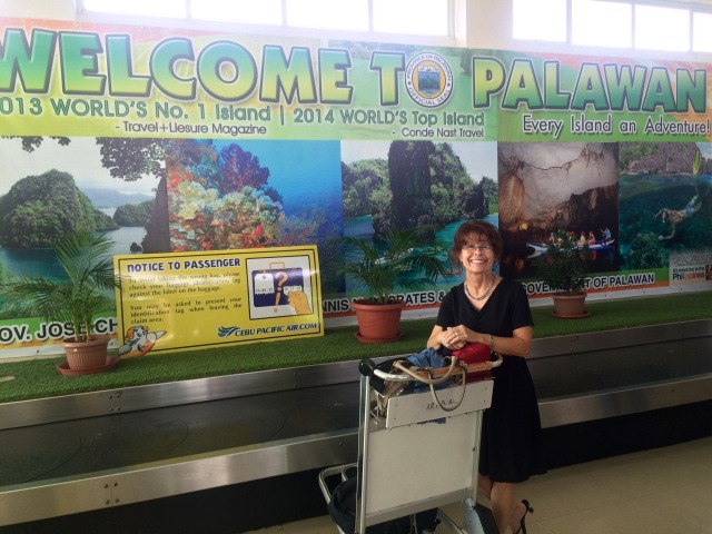 Waiting on luggage at Palawan Airport
